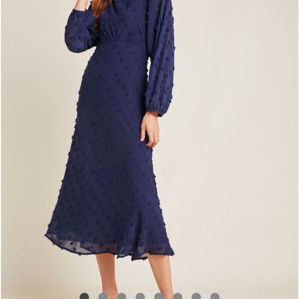Anthropologie Michaela Midi Navy Long Sleeve Dress size 6
